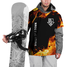 Накидка на куртку 3D с принтом System of a Down и пылающий огонь , 100% полиэстер |  | 