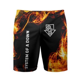 Мужские шорты спортивные с принтом System of a Down и пылающий огонь в Кировске,  |  | 