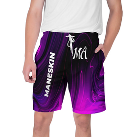 Мужские шорты 3D с принтом Maneskin violet plasma в Петрозаводске,  полиэстер 100% | прямой крой, два кармана без застежек по бокам. Мягкая трикотажная резинка на поясе, внутри которой широкие завязки. Длина чуть выше колен | 