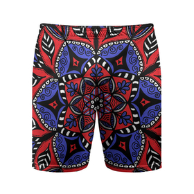 Мужские шорты спортивные с принтом Мандала в цветах триколора ,  |  | Тематика изображения на принте: 
