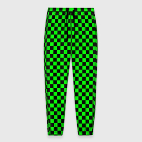 Мужские брюки 3D с принтом Зелёная шахматка   паттерн в Курске, 100% полиэстер | манжеты по низу, эластичный пояс регулируется шнурком, по бокам два кармана без застежек, внутренняя часть кармана из мелкой сетки | Тематика изображения на принте: 