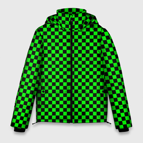 Мужская зимняя куртка 3D с принтом Зелёная шахматка   паттерн в Петрозаводске, верх — 100% полиэстер; подкладка — 100% полиэстер; утеплитель — 100% полиэстер | длина ниже бедра, свободный силуэт Оверсайз. Есть воротник-стойка, отстегивающийся капюшон и ветрозащитная планка. 

Боковые карманы с листочкой на кнопках и внутренний карман на молнии. | 