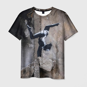 Мужская футболка 3D с принтом Бэнкси Гимнастка в Белгороде, 100% полиэфир | прямой крой, круглый вырез горловины, длина до линии бедер | 