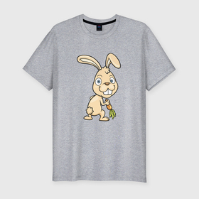 Мужская футболка хлопок Slim с принтом Кролик   с   морковкой , 92% хлопок, 8% лайкра | приталенный силуэт, круглый вырез ворота, длина до линии бедра, короткий рукав | 