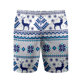 Мужские шорты спортивные с принтом happy new year, blue deer ,  |  | Тематика изображения на принте: 