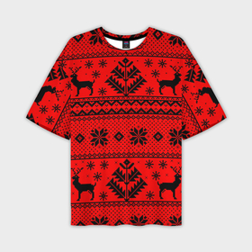 Мужская футболка OVERSIZE 3D с принтом happy new year, black deer в Новосибирске,  |  | 