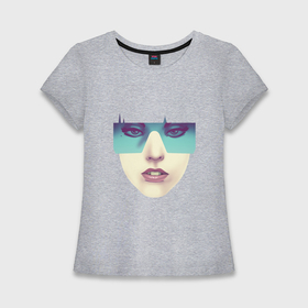 Женская футболка хлопок Slim с принтом Lady gaga face в Курске,  |  | 