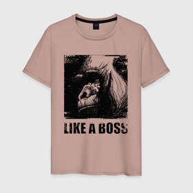 Мужская футболка хлопок с принтом Настоящий босс , 100% хлопок | прямой крой, круглый вырез горловины, длина до линии бедер, слегка спущенное плечо. | 