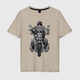 Мужская футболка хлопок Oversize с принтом Ride biker в Белгороде, 100% хлопок | свободный крой, круглый ворот, “спинка” длиннее передней части | Тематика изображения на принте: 