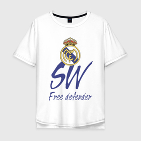 Мужская футболка хлопок Oversize с принтом Real Madrid   Spain   sweeper в Петрозаводске, 100% хлопок | свободный крой, круглый ворот, “спинка” длиннее передней части | 