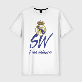 Мужская футболка хлопок Slim с принтом Real Madrid   Spain   sweeper в Кировске, 92% хлопок, 8% лайкра | приталенный силуэт, круглый вырез ворота, длина до линии бедра, короткий рукав | 