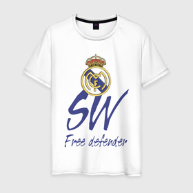 Мужская футболка хлопок с принтом Real Madrid   Spain   sweeper в Курске, 100% хлопок | прямой крой, круглый вырез горловины, длина до линии бедер, слегка спущенное плечо. | 