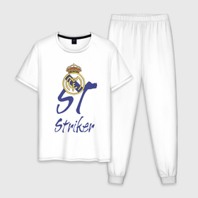 Мужская пижама хлопок с принтом Real Madrid   Spain   striker в Белгороде, 100% хлопок | брюки и футболка прямого кроя, без карманов, на брюках мягкая резинка на поясе и по низу штанин
 | 