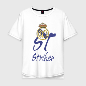 Мужская футболка хлопок Oversize с принтом Real Madrid   Spain   striker в Тюмени, 100% хлопок | свободный крой, круглый ворот, “спинка” длиннее передней части | 