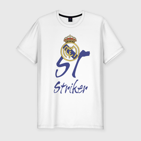 Мужская футболка хлопок Slim с принтом Real Madrid   Spain   striker в Кировске, 92% хлопок, 8% лайкра | приталенный силуэт, круглый вырез ворота, длина до линии бедра, короткий рукав | 
