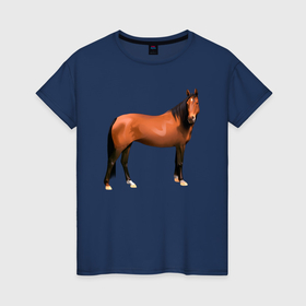 Женская футболка хлопок с принтом Теплокровная лошадка в Петрозаводске, 100% хлопок | прямой крой, круглый вырез горловины, длина до линии бедер, слегка спущенное плечо | 