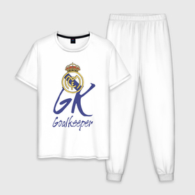 Мужская пижама хлопок с принтом Real Madrid   Spain   goalkeeper в Санкт-Петербурге, 100% хлопок | брюки и футболка прямого кроя, без карманов, на брюках мягкая резинка на поясе и по низу штанин
 | Тематика изображения на принте: 