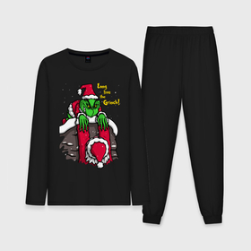 Мужская пижама хлопок (с лонгсливом) с принтом Гринч и Санта ,  |  | Тематика изображения на принте: 