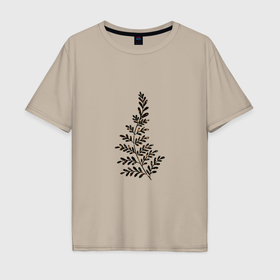 Мужская футболка хлопок Oversize с принтом Растение минимализм в Белгороде, 100% хлопок | свободный крой, круглый ворот, “спинка” длиннее передней части | 