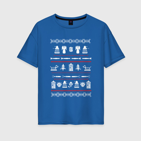 Женская футболка хлопок Oversize с принтом Доктор кто орнамент в Петрозаводске, 100% хлопок | свободный крой, круглый ворот, спущенный рукав, длина до линии бедер
 | 