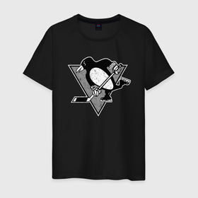 Мужская футболка хлопок с принтом Питтсбург Пингвинз серый в Кировске, 100% хлопок | прямой крой, круглый вырез горловины, длина до линии бедер, слегка спущенное плечо. | 