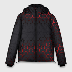 Мужская зимняя куртка 3D с принтом Броня из стали красная в Новосибирске, верх — 100% полиэстер; подкладка — 100% полиэстер; утеплитель — 100% полиэстер | длина ниже бедра, свободный силуэт Оверсайз. Есть воротник-стойка, отстегивающийся капюшон и ветрозащитная планка. 

Боковые карманы с листочкой на кнопках и внутренний карман на молнии. | Тематика изображения на принте: 