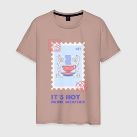 Мужская футболка хлопок с принтом Это погода для горячих напитков в Курске, 100% хлопок | прямой крой, круглый вырез горловины, длина до линии бедер, слегка спущенное плечо. | 