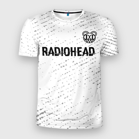 Мужская футболка 3D Slim с принтом Radiohead glitch на светлом фоне: символ сверху в Курске, 100% полиэстер с улучшенными характеристиками | приталенный силуэт, круглая горловина, широкие плечи, сужается к линии бедра | Тематика изображения на принте: 