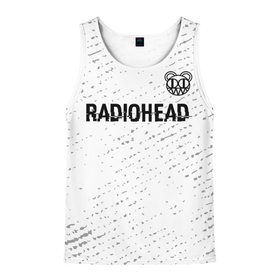 Мужская майка 3D с принтом Radiohead glitch на светлом фоне: символ сверху в Курске, 100% полиэстер | круглая горловина, приталенный силуэт, длина до линии бедра. Пройма и горловина окантованы тонкой бейкой | Тематика изображения на принте: 