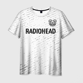 Мужская футболка 3D с принтом Radiohead glitch на светлом фоне: символ сверху , 100% полиэфир | прямой крой, круглый вырез горловины, длина до линии бедер | 