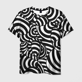 Мужская футболка 3D с принтом Абстрактный гипнотический узор в Петрозаводске, 100% полиэфир | прямой крой, круглый вырез горловины, длина до линии бедер | Тематика изображения на принте: 