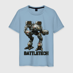 Мужская футболка хлопок с принтом Battletech   16 bit в Петрозаводске, 100% хлопок | прямой крой, круглый вырез горловины, длина до линии бедер, слегка спущенное плечо. | Тематика изображения на принте: 