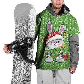 Накидка на куртку 3D с принтом Милый кролик с елочкой в Белгороде, 100% полиэстер |  | Тематика изображения на принте: 