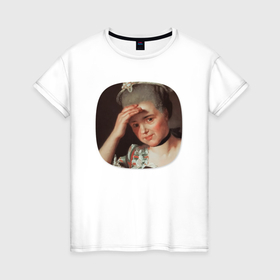 Женская футболка хлопок с принтом Картина ренессанса   женщина фэйспалмит в Тюмени, 100% хлопок | прямой крой, круглый вырез горловины, длина до линии бедер, слегка спущенное плечо | 