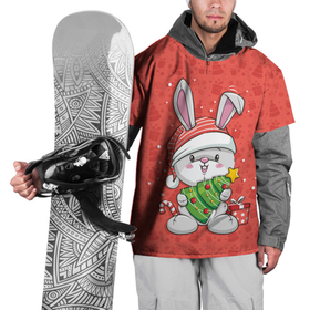 Накидка на куртку 3D с принтом Новогодний кролик с елочкой в Белгороде, 100% полиэстер |  | Тематика изображения на принте: 