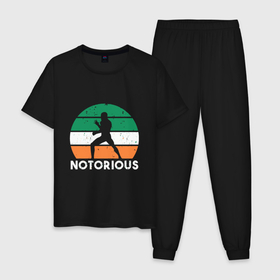 Мужская пижама хлопок с принтом Notorious fight в Курске, 100% хлопок | брюки и футболка прямого кроя, без карманов, на брюках мягкая резинка на поясе и по низу штанин
 | 