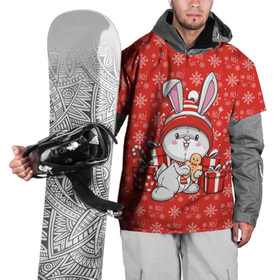 Накидка на куртку 3D с принтом Новогодний кролик с пряником в Белгороде, 100% полиэстер |  | Тематика изображения на принте: 