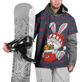 Накидка на куртку 3D с принтом Кролик на фоне красных снежинок в Белгороде, 100% полиэстер |  | Тематика изображения на принте: 