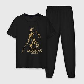 Мужская пижама хлопок с принтом Assassins creed 15 лет в Санкт-Петербурге, 100% хлопок | брюки и футболка прямого кроя, без карманов, на брюках мягкая резинка на поясе и по низу штанин
 | 