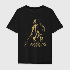 Мужская футболка хлопок Oversize с принтом Assassins creed 15 лет в Санкт-Петербурге, 100% хлопок | свободный крой, круглый ворот, “спинка” длиннее передней части | 