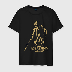 Мужская футболка хлопок с принтом Assassins creed 15 лет в Санкт-Петербурге, 100% хлопок | прямой крой, круглый вырез горловины, длина до линии бедер, слегка спущенное плечо. | 