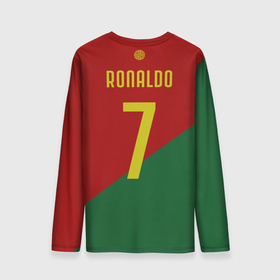 Мужской лонгслив 3D с принтом Роналду сборная Португалии , 100% полиэстер | длинные рукава, круглый вырез горловины, полуприлегающий силуэт | 