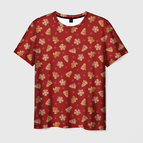 Мужская футболка 3D с принтом Имбирный Новый год , 100% полиэфир | прямой крой, круглый вырез горловины, длина до линии бедер | 
