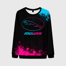 Мужской свитшот 3D с принтом Jaguar   neon gradient , 100% полиэстер с мягким внутренним слоем | круглый вырез горловины, мягкая резинка на манжетах и поясе, свободная посадка по фигуре | Тематика изображения на принте: 
