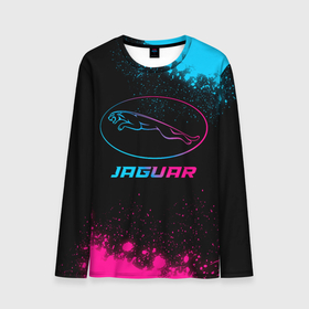 Мужской лонгслив 3D с принтом Jaguar   neon gradient в Петрозаводске, 100% полиэстер | длинные рукава, круглый вырез горловины, полуприлегающий силуэт | Тематика изображения на принте: 