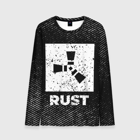 Мужской лонгслив 3D с принтом Rust с потертостями на темном фоне в городе Новоалтайск, 100% полиэстер | длинные рукава, круглый вырез горловины, полуприлегающий силуэт | 