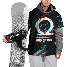 Накидка на куртку 3D с принтом God of War в стиле glitch и баги графики на темном фоне , 100% полиэстер |  | Тематика изображения на принте: 