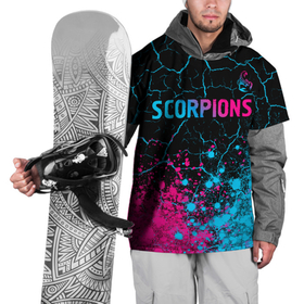 Накидка на куртку 3D с принтом Scorpions   neon gradient: символ сверху в Курске, 100% полиэстер |  | Тематика изображения на принте: 