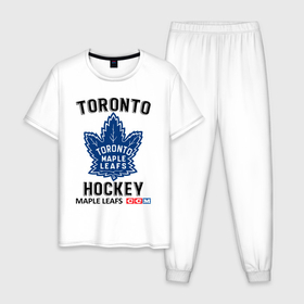 Мужская пижама хлопок с принтом Торонто нхл , 100% хлопок | брюки и футболка прямого кроя, без карманов, на брюках мягкая резинка на поясе и по низу штанин
 | 