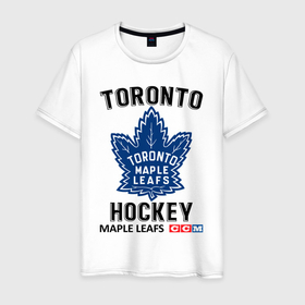 Мужская футболка хлопок с принтом Торонто нхл в Белгороде, 100% хлопок | прямой крой, круглый вырез горловины, длина до линии бедер, слегка спущенное плечо. | 